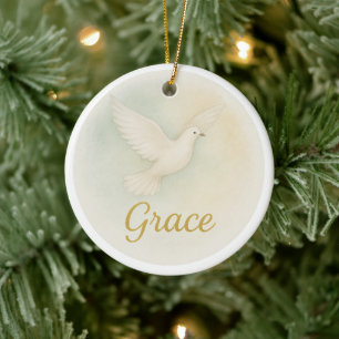 „Gnade“ Weihnachtsbaumanhänger aus Aquarell Keramik Ornament