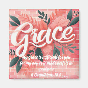 Gnaden-Schrift-Verse Pinker Backstein-Blumenmuster Magnet
