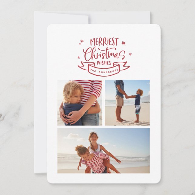 gnädiges, modernes Script-Foto Feiertagskarte (Vorderseite)