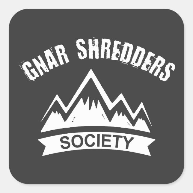 Gnar Shredders Society Quadratischer Aufkleber (Vorderseite)