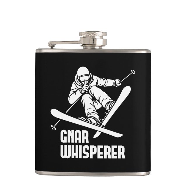 Gnar Whisperer Skiing Flachmann (Vorderseite)