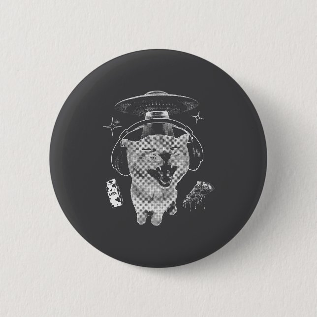 Gnarp Cat Silly Alien Cat Meme Brainrot Funny Meme Button (Vorderseite)