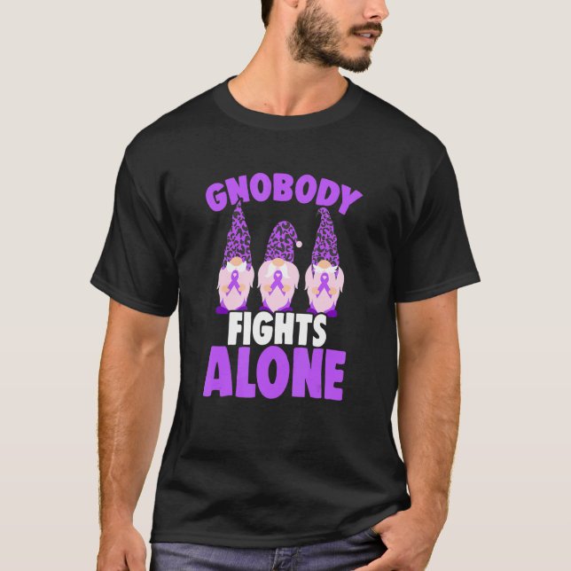Gnobody Fights Alone Epilepsy Gnome Epilepsy Aware T-Shirt (Vorderseite)