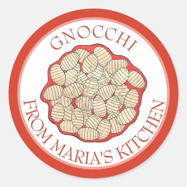 Gnocchi Pasta hausgemachte italienische Küche mit  Runder Aufkleber (Vorderseite)