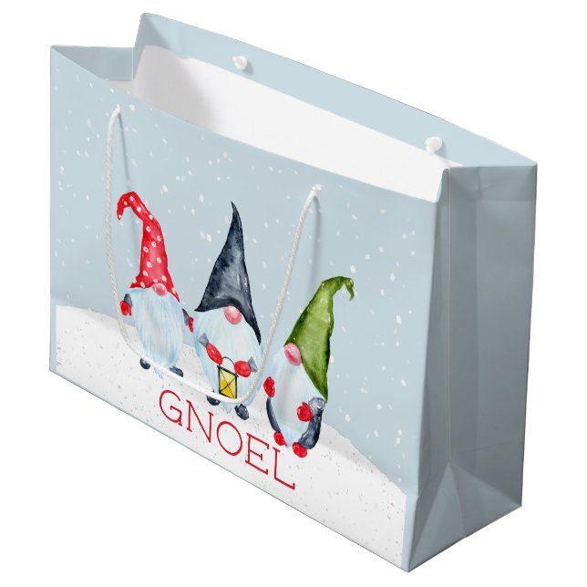 Gnoel Christmas Gnomes Große Geschenktüte (Vorderseite Schrägansicht)