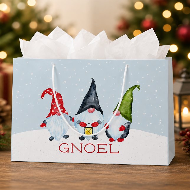 Gnoel Christmas Gnomes Große Geschenktüte (Whimsical Christmas Gift Bag)