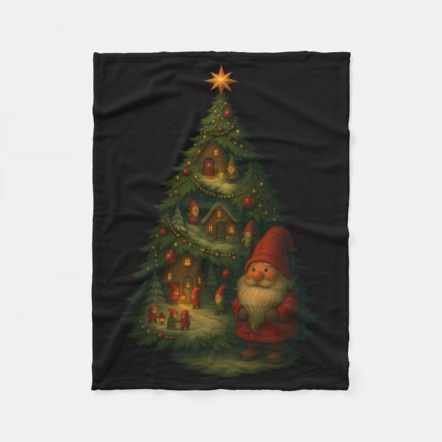 Gnom-Christbaum-Dorf-Flanelldecke – Gemütlich Fleecedecke (Vorderseite)