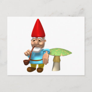 Gnom, der sich auf einen Pilz stützt Postkarte
