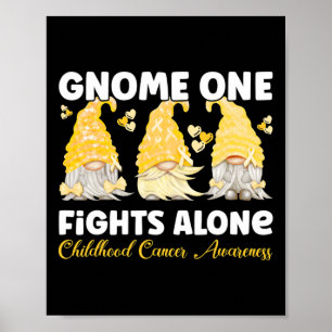 Gnom Eins kämpft allein Gold Kindheitskrebsbewusst Poster