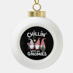Gnom-Familien-Weihnachten Chillen Mit Meinen Gnome Keramik Kugel-Ornament