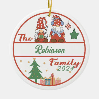 Gnom-Familien-Weihnachten Keramik Ornament
