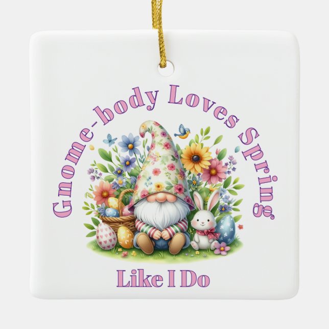 Gnom Frühling  Keramikornament (Vorderseite)