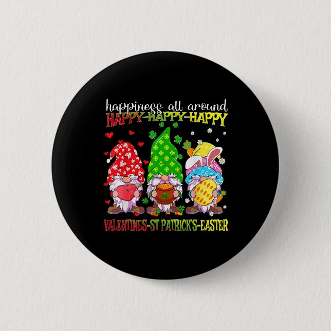 Gnom glücklich St. Patrick Ostern Valentinstag Fre Button (Vorderseite)