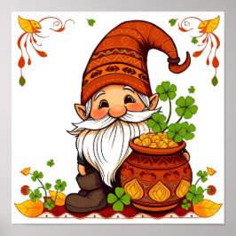 Gnom Glücklicher St. Patrick's Day Shamrock Poster