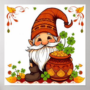 Gnom Glücklicher St. Patrick's Day Shamrock Poster