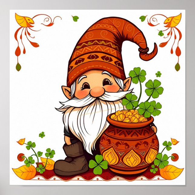 Gnom Glücklicher St. Patrick's Day Shamrock Poster (Vorne)