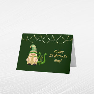 Gnom Gold Lichter Harfe St. Patricks Tag Feiertagskarte