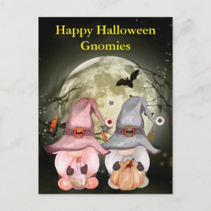 Gnom Hexen Vollmond Frohes Halloween Postkarte