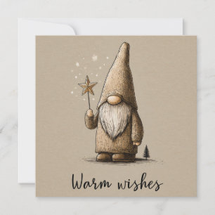 Gnom-Illustration mit Text "Warm Wishes" Feiertagskarte