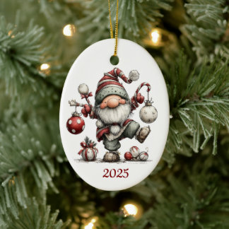 Gnom Keramik-Oval-Weihnachtsbaumanhänger Keramik Ornament