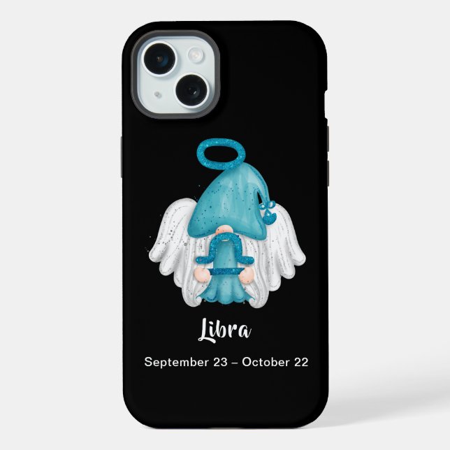 Gnom Libra Astrologie-Sternzeichen Engel iPhone 15 Plus Hülle (Rückseite)