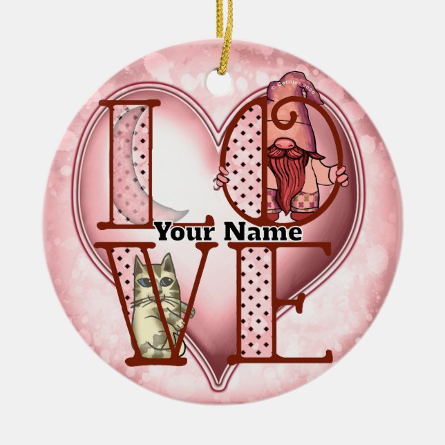 Gnom Liebe Keramik Ornament (Vorne)