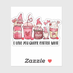 Gnom Liebt Dich Pink Roter Kaffee Valentinstag Aufkleber