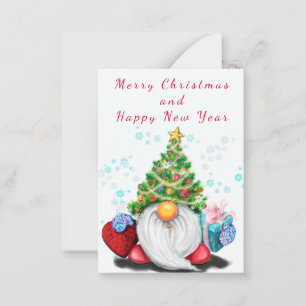 Gnom mit Baumhut und Geschenk Weihnachten & Neujah Mitteilungskarte