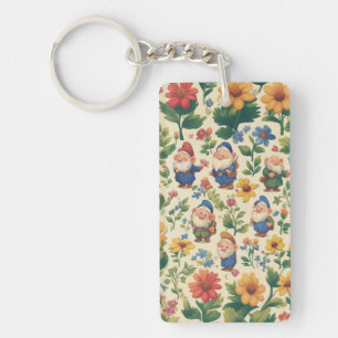 Gnom mit Blumendesign Schlüsselanhänger