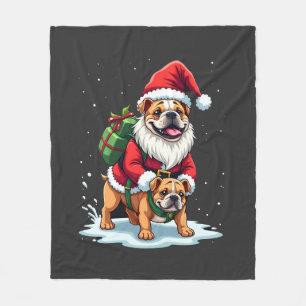 Gnom Reitet Englische Bulldogge Weihnachten Xmas J Fleecedecke