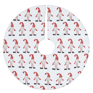 Gnom roter weißer grauer Cartoon-Weihnachtsmuster Polyester Weihnachtsbaumdecke
