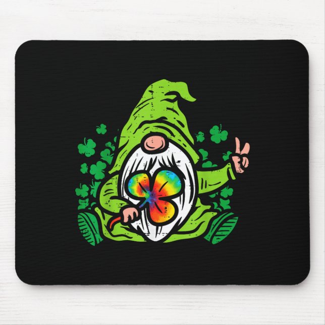 Gnom Tie-Dye Kleeblatt St. Patrick's Day Hipe Mousepad (Vorne)