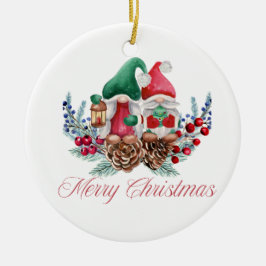 Gnom Weihnachtsgrüße gekleidet für Weihnachten auf Keramik Ornament