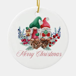 Gnom Weihnachtsgrüße gekleidet für Weihnachten auf Keramik Ornament