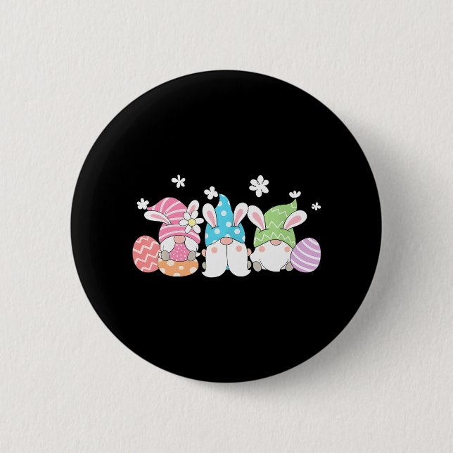 Gnomaden mit sonnigen Ohren und Ostereiern Kaninch Button (Vorderseite)