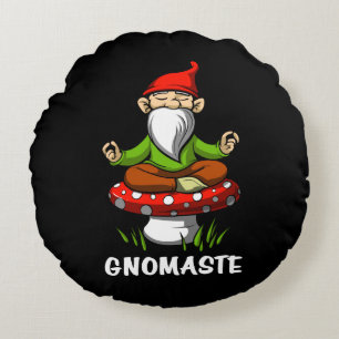 Gnomaste Zen-Yoga-Gartengnome-Meditation Rundes Kissen