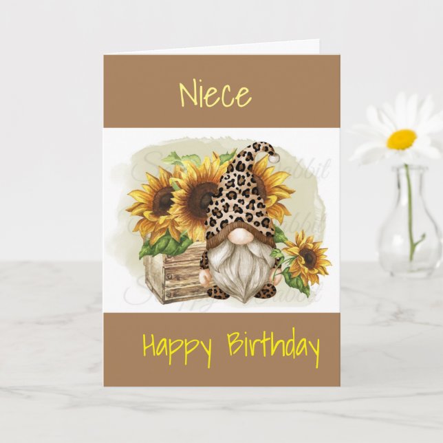 GNOME A LE COEUR AVEC CARTE DE SOUHAITS D'ANNIVERS (Petite plante)