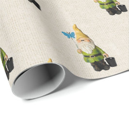 Gnome auf Burlap Geschenkpapier