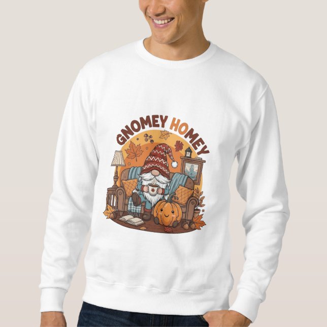 Gnome auf der Zuhause, saisonale Kürbiskonstruktio Sweatshirt (Vorderseite)