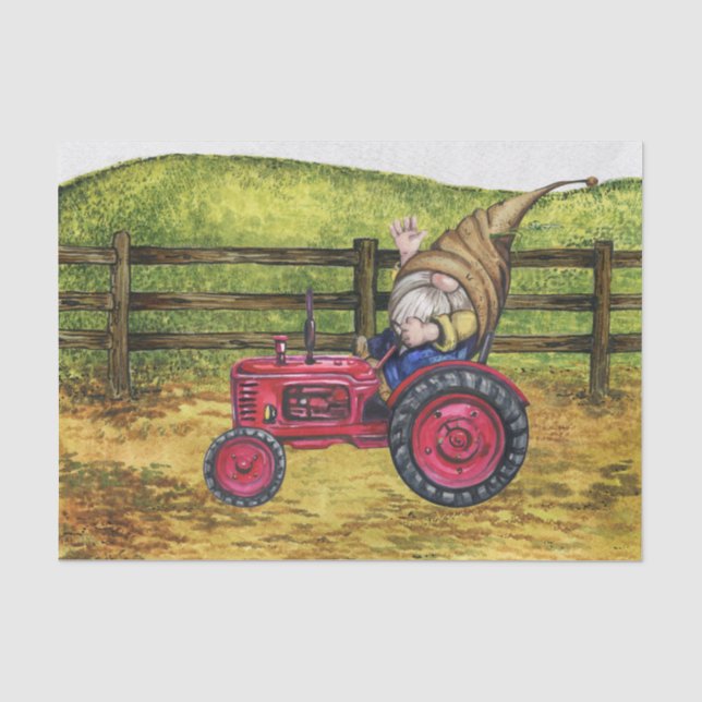 Gnome auf Traktorenlandschaft Seidenpapier (Vorderseite)