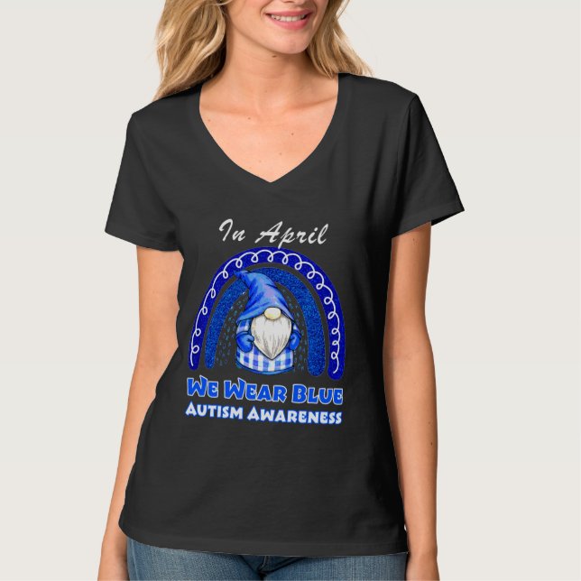 Gnome Autismus Regenbogen im April tragen wir Blue T-Shirt (Vorderseite)