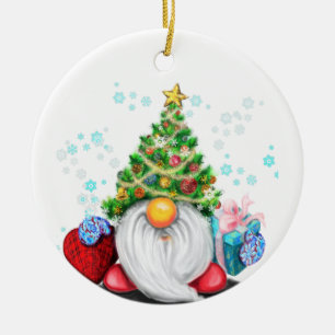 Gnome avec Arbre de Noël Casquette et ornements ca