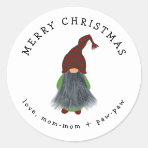 Gnome avec barbe grise autocollant cadeau de Noël
