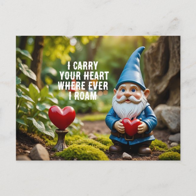 Gnome Avec Carte Postale Heart Valentine (Devant)