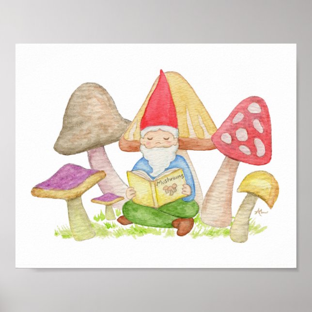 Gnome avec champignons Impression d'art du livre (Devant)