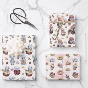 Gnome backen Cupcakes Donuts Trendy Woodland  Geschenkpapier Set