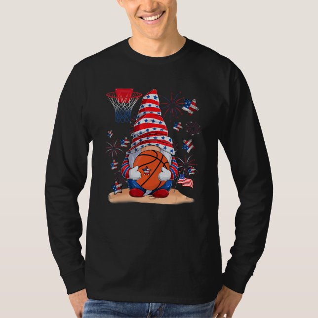Gnome Basketball 4th July Red White Blue Boys Kids T-Shirt (Vorderseite)
