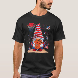 Gnome Basketball 4th July Red White Blue Boys Kids T-Shirt