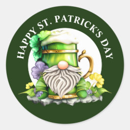 Gnome Biergargle St Patrick's Day grünes Gold Runder Aufkleber