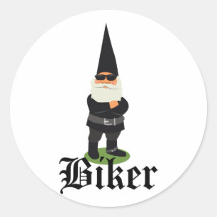 Gnome Biker Runder Aufkleber